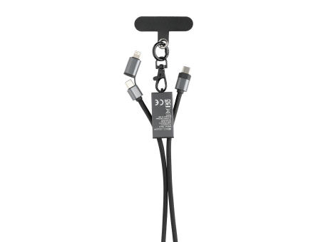 Terra 60Wduales Ladekabel aus RCS recyceltem PET mit Lanyard Werbeartikel