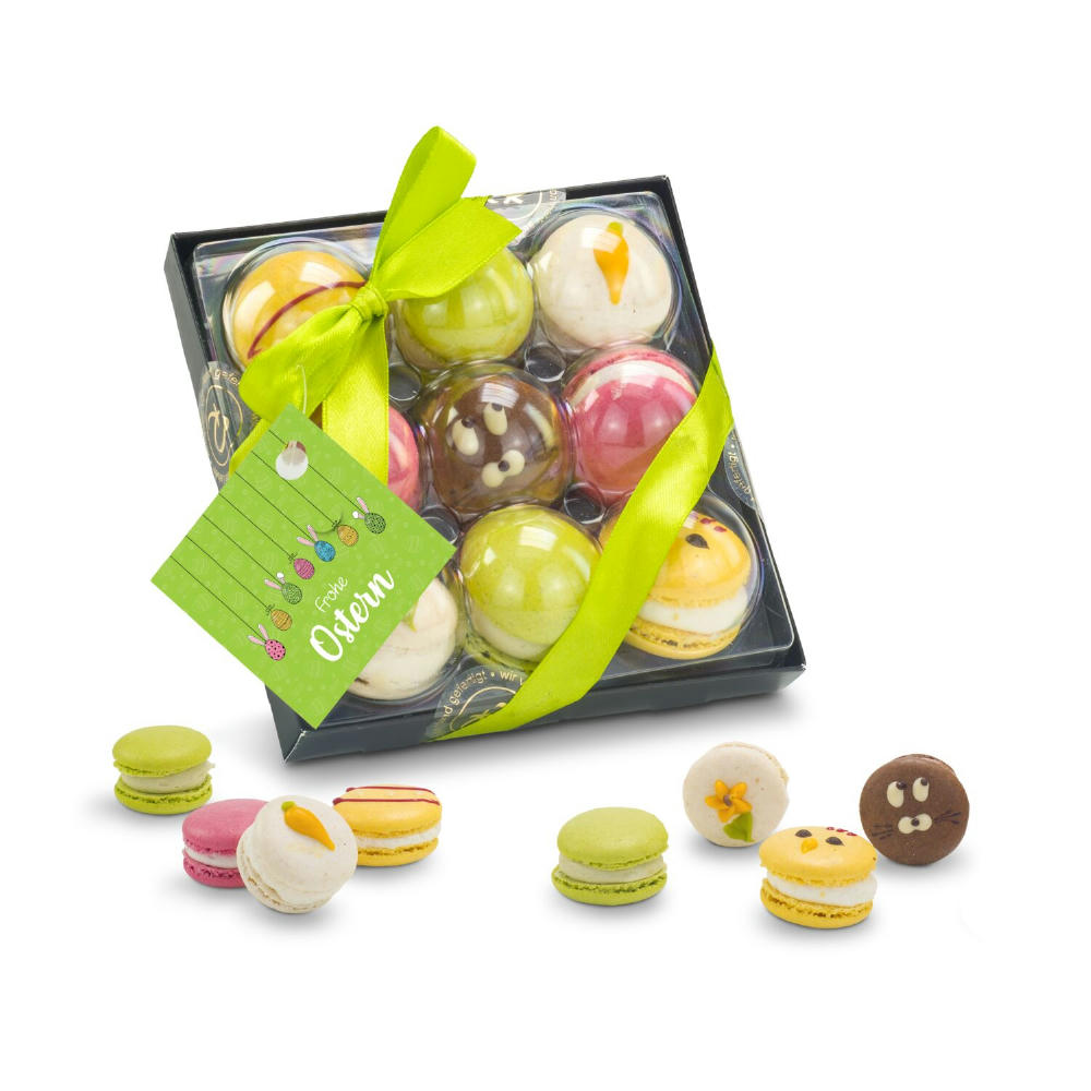 Product image Geschenkartikel / Präsentartikel: Bunte Oster-Macarons, 90 g Werbeartikel
