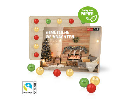 Product image Tisch-Adventskalender mit Fairtrade® Schokolade, Inlay aus Papier Werbeartikel