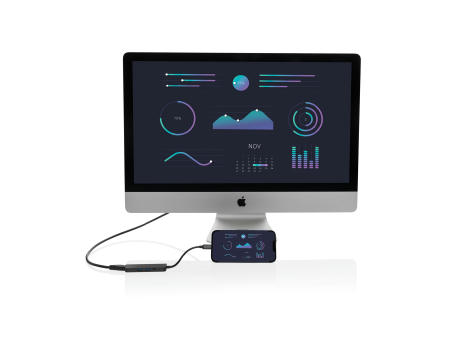 Terra Hub aus RCS recyceltem Aluminium mit HDMI-Input Werbeartikel