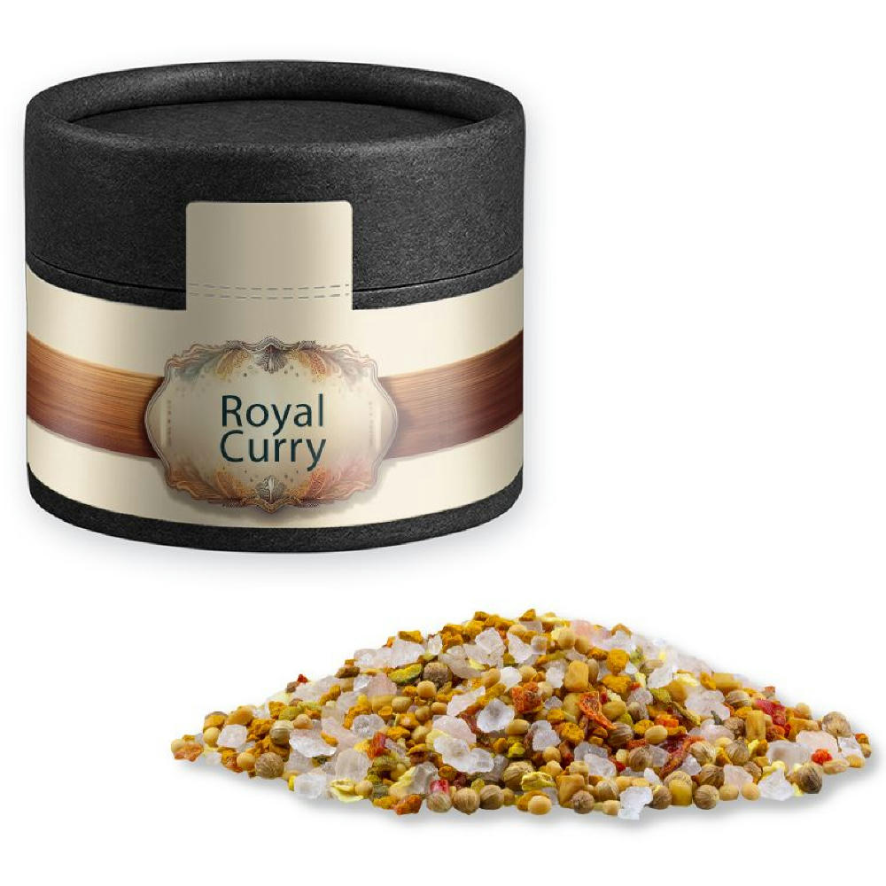 Product image Royal Curry, ca. 50g, Kraftpapierdose Mini schwarz Werbeartikel