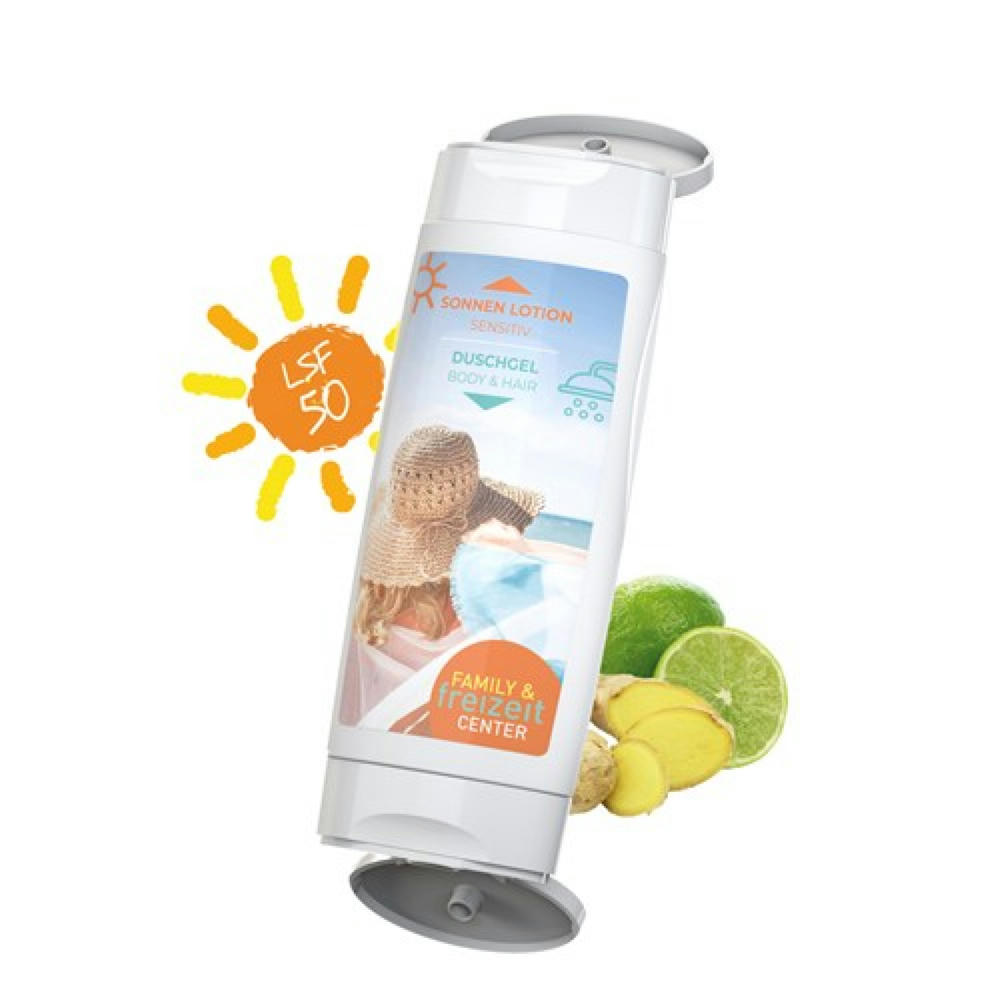 DuoPack Sonnenmilch LSF 50 (sensitiv) + Duschgel Ingwer-Limette (2 x 50 ml) Werbeartikel