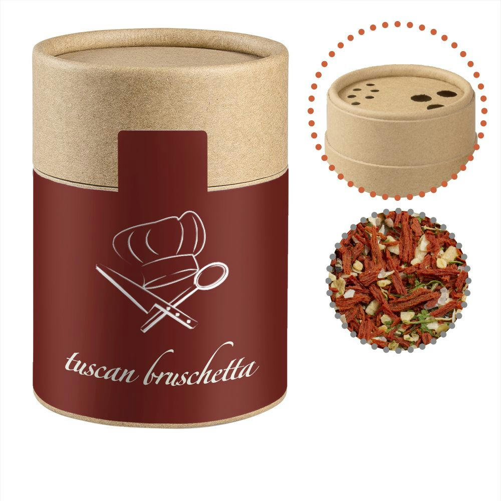 Product image Gewürzmischung Toskanische Bruchetta, ca. 50g, Kraftpapierstreuer Midi Werbeartikel
