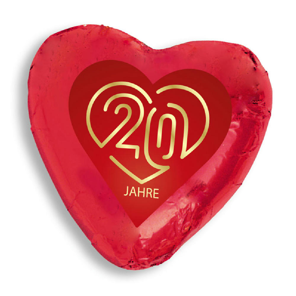 Product image Schokoherz Groß 20 g mit Etikett Werbeartikel
