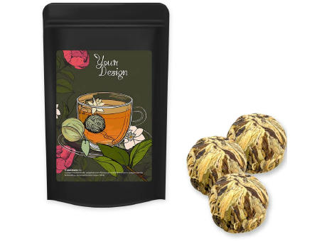 Grüner Tee China Royal-Rose, ca. 20g, Standbeutel Midi schwarz Werbeartikel