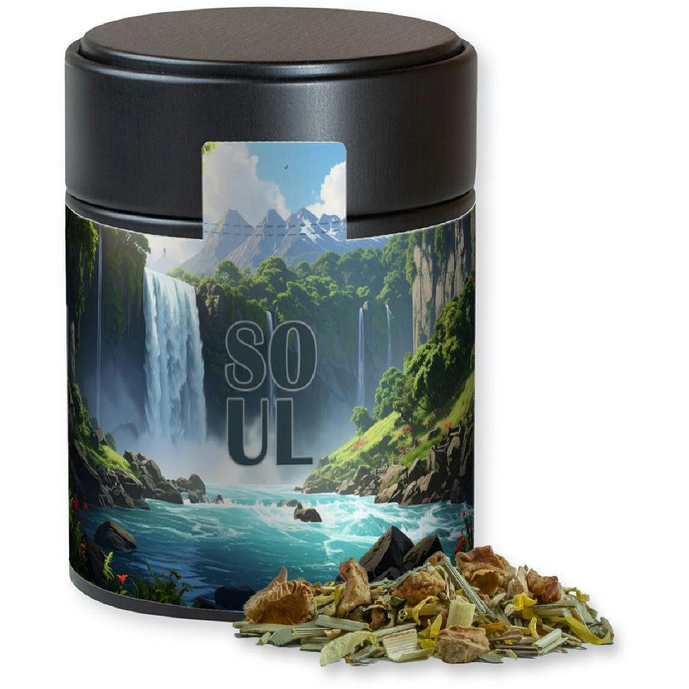 Product image Kräutertee Seelenwohl, ca. 30g, Metalldose Midi schwarz Werbeartikel