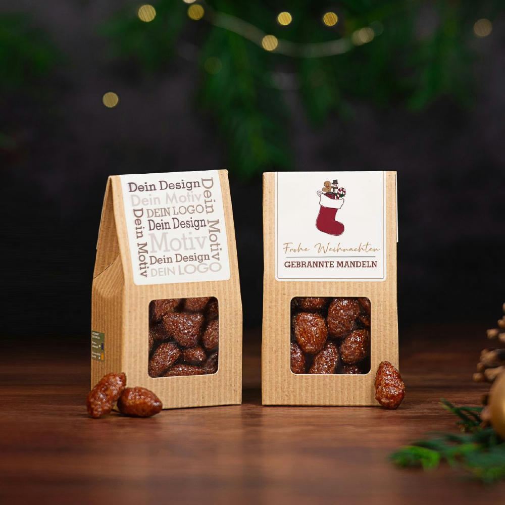 Product image Weihnachts Edition - Gebrannte Mandeln in der Mini-Faltschachtel Werbeartikel