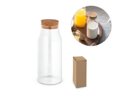 JASMIN 800. Glasflasche mit Korkdeckel 800 mL bedrucken