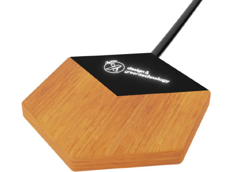 SCX.design W14 kabelloses 10 Watt Ladegerät mit Leuchtlogo Werbeartikel