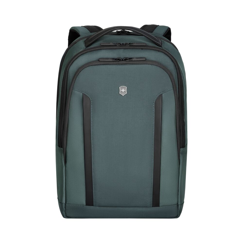 Victorinox Altmont Compact Laptop Backpack Frontansicht, kompakter Rucksack als hochwertiger Werbeartikel mit Logo, modernes minimalistisches Design mit praktischen Reißverschlussfächern, ideal für Business, Alltag und Promotion.