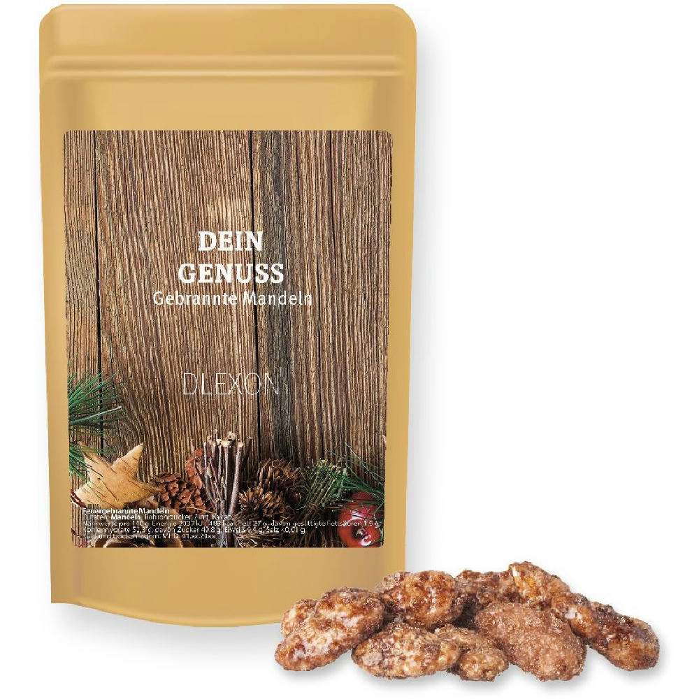 Product image Feuergebrannte Mandeln, ca. 30g, Standbeutel Mini Werbeartikel
