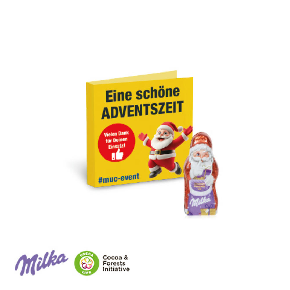 Product image Werbe-Klappkarte mit Weihnachtsmann von Milka Werbeartikel