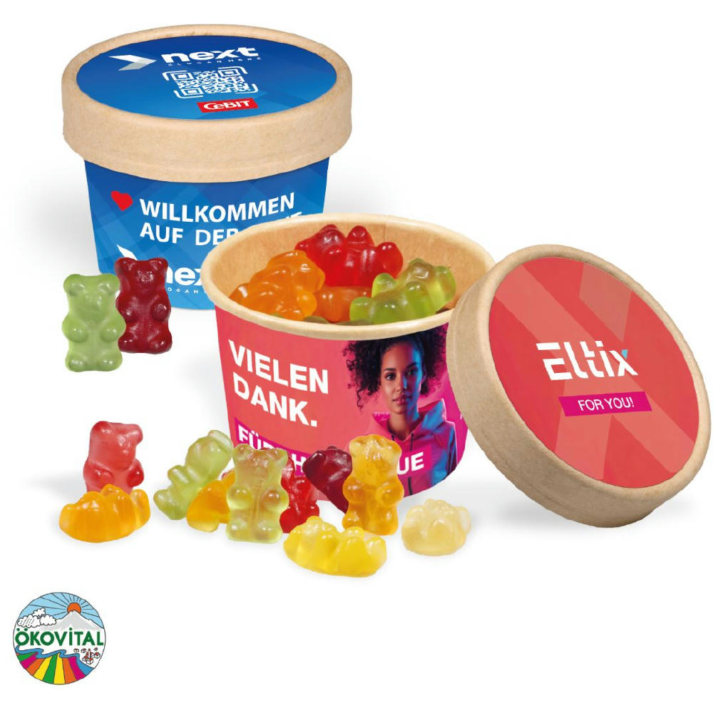 WERBE FRUCHTGUMMI PAPERBOX MIT EINLEGER UND BANDEROLE Werbeartikel