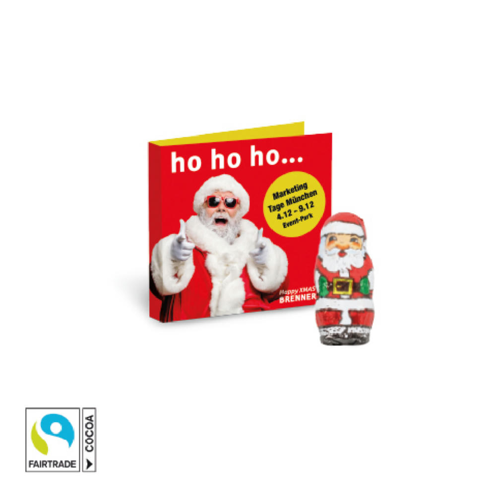 Werbe-Klappkarte mit Weihnachtsmann Fairtrade® Werbeartikel