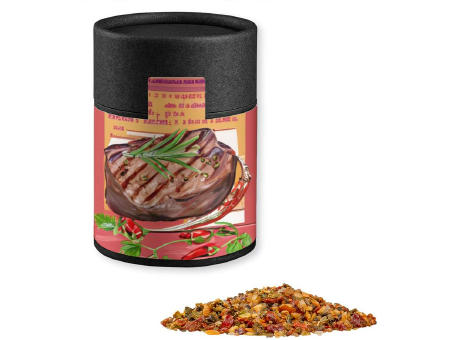 Product image Gewürzmischung Steak Pfeffer, ca. 75g, Kraftpapierdose Midi schwarz Werbeartikel