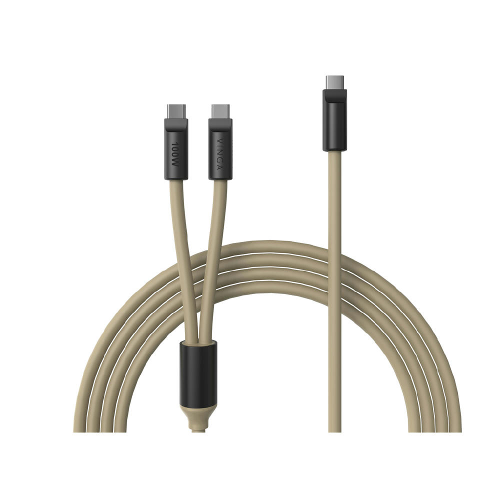 VINGA Baltimore Silikon-Multiladekabel, Type-C to 2x Type-C Werbeartikel