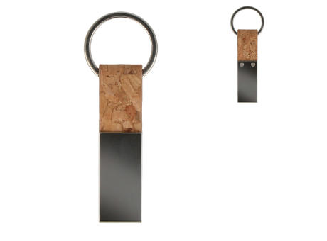 Schlüsselanhänger Kork &amp; Metall rechteckig bedrucken