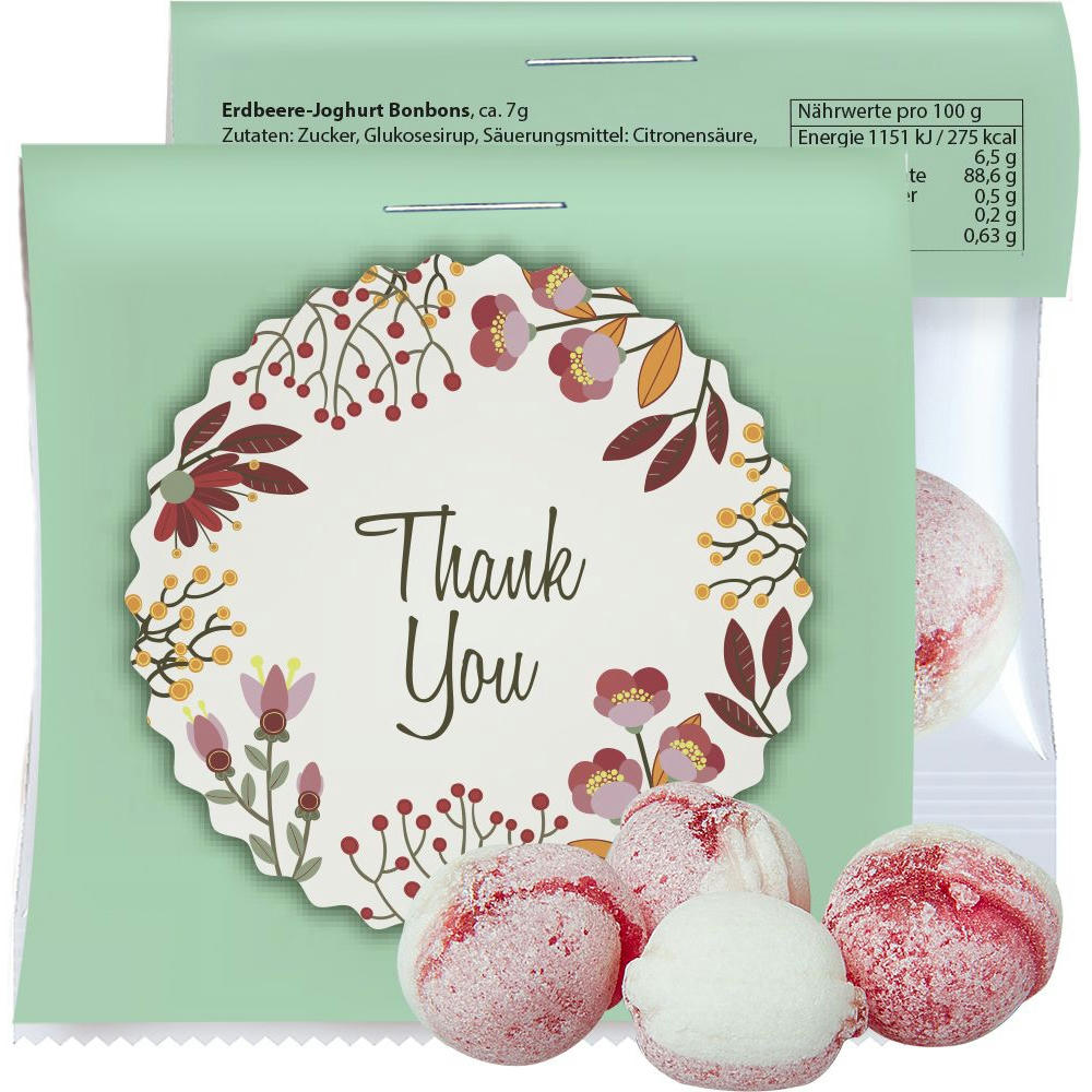 Product image Erdbeer-Joghurt Bonbons, ca. 17g, Express Midi-Tüte mit Werbereiter Werbeartikel