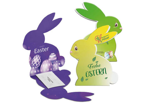 Klappkärtchen Osterhase - Druck individuell 4/4-c Werbeartikel