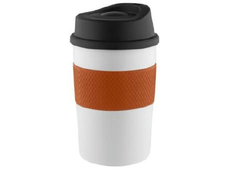 Product image Metmaxx® Thermobecher "CremaCoffeeHouse" weiß/Ring orange bedrucken