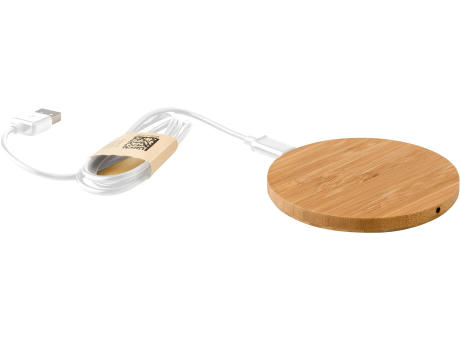 Wireless Ladepad aus Bambus Fernando Werbeartikel