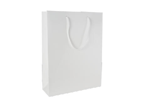 Glanz-laminierte Papiertasche weiß 220x100x275 mm Werbeartikel