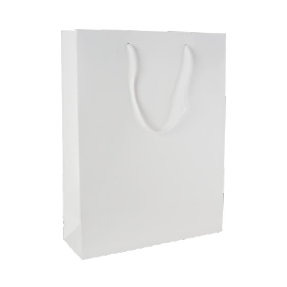 Product image Glanz-laminierte Papiertasche weiß 220x100x275 mm Werbeartikel