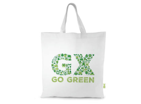 TRIER - Tragetasche aus schwerer, recycelter Baumwolle mit kurzen Henkeln bedrucken