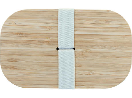 Ökologische Lunchbox aus recyclebarem PLA mit Bambusdeckel Werbeartikel