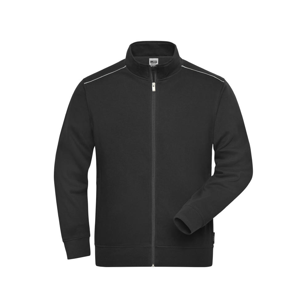Men's Workwear Sweat-Jacket - SOLID - - Sweatjacke mit Stehkragen und Kontrastpaspel Werbeartikel