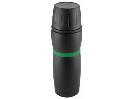 Metmaxx® Thermoflasche "CremaTravel"  schwarz/Ring grün Werbeartikel