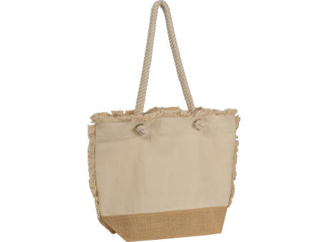 Strandtasche mit Juteboden und Fransen  bedrucken