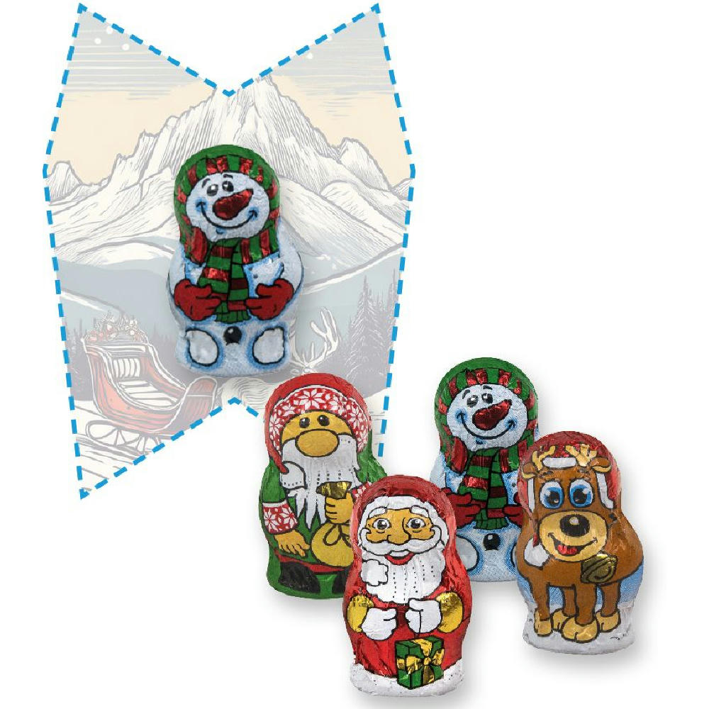 Product image Schoko-Weihnachts Mix, ca. 7g, Flyer Mini eigene Form Werbeartikel