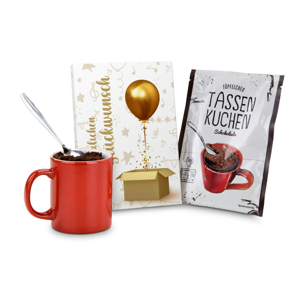 Product image Geschenkartikel / Präsentartikel: Tassenkuchen Schokolade 70 g, Herzlichen Glückwunsch Werbeartikel