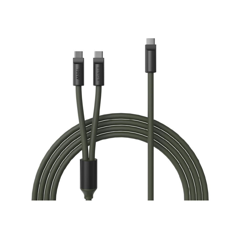 VINGA Baltimore Silikon-Multiladekabel, Type-C to 2x Type-C Werbeartikel