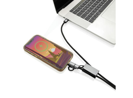 Terra 60Wduales Ladekabel aus RCS recyceltem PET mit Lanyard Werbeartikel