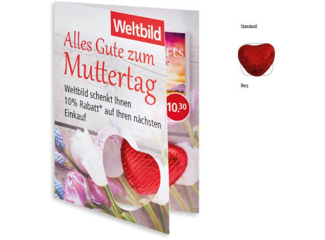 Product image Faltkarte, 1 Stück, Inhalt: Figur aus Edel-Vollmilchschokolade Werbeartikel