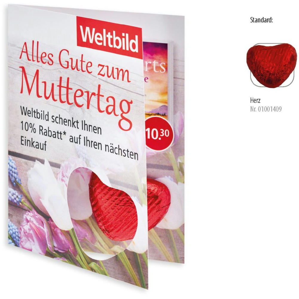Product image Faltkarte, 1 Stück, Inhalt: Figur aus Edel-Vollmilchschokolade Werbeartikel