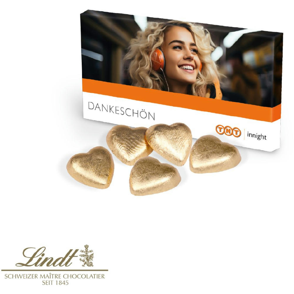 PRÄSENTBOX MIT LINDT SCHOKOHERZEN Werbeartikel