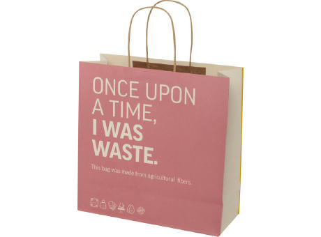 Product image Papiertüte 150 g/m² aus landwirtschaftlichen Reststoffen mit gedrehten Griffen – 31 × 12 × 31 cm Werbeartikel