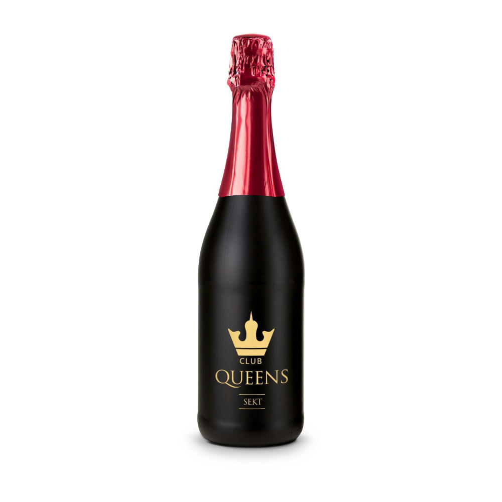 Sekt Cuvée - Flasche schwarz - Kapselfarbe Gold, 0,75 l Werbeartikel