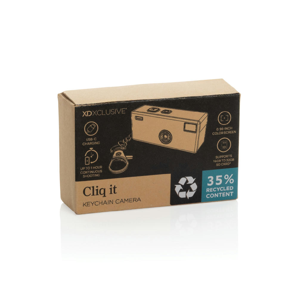 Cliq It Kamera-Schlüsselanhänger aus RCS recyceltem ABS Werbeartikel
