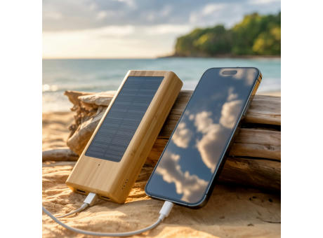Solar Powerbank Bambus 8000mAh Werbeartikel