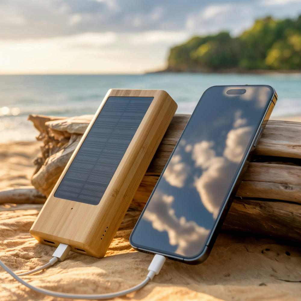 Product image Solar Powerbank Bambus 8000mAh Werbeartikel