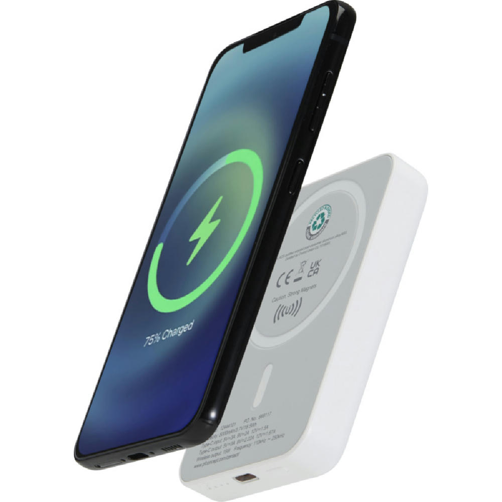 Product image Acrab 15 W 5.000 mAh magnetische kabellose Powerbank mit 20 W PD aus recyceltem Kunststoff Werbeartikel