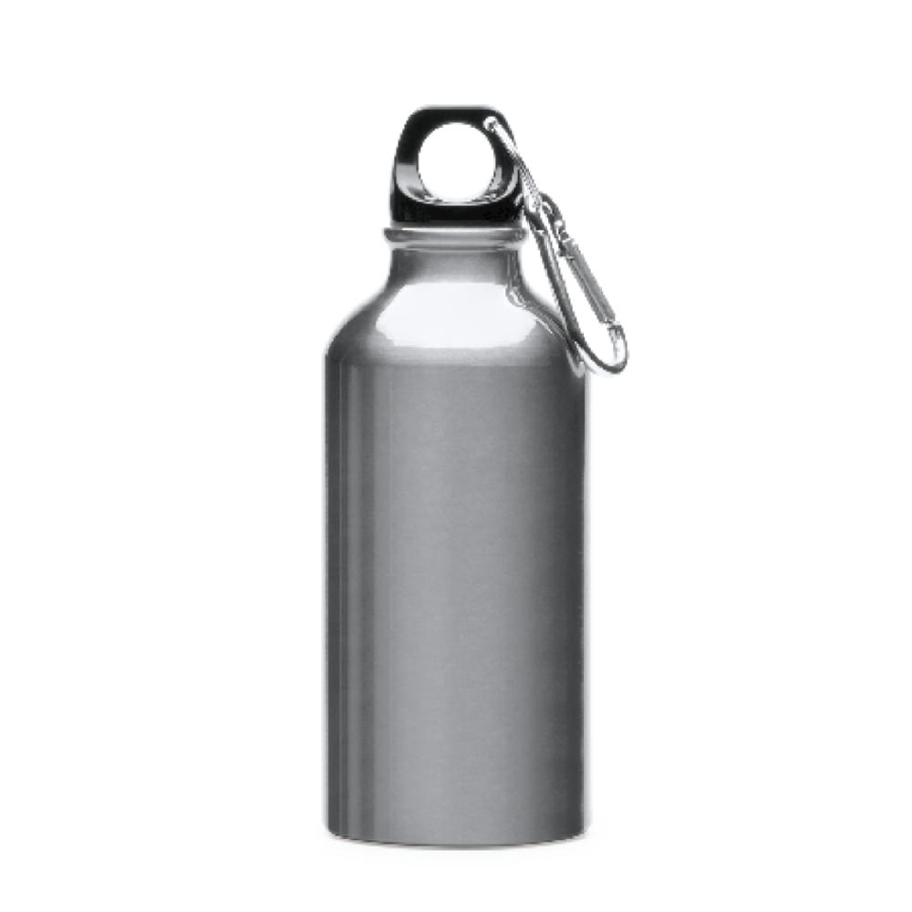 Product image Aluminiumtrinkflasche 400 ml, Karabinerhaken, zur Sublimation Werbeartikel