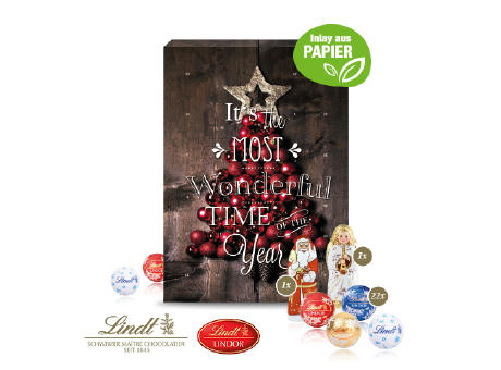 Adventskalender mit Lindt Mix und Gutschein-Option Werbeartikel