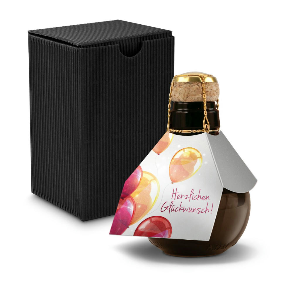 Product image Kleinste Sektflasche der Welt! Herzlichen Glückwunsch - Inklusive Geschenkkarton in Gelb, 125 ml Werbeartikel