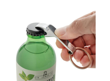 Flaschenöffner & Schlüsselband aus RCS rec. Zinklegierung bedrucken