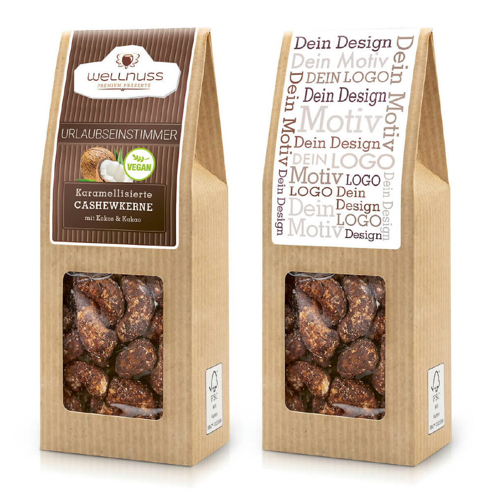 Product image Karamellisierte Cashewkerne mit Kokos & Kakao in der Faltschachtel Werbeartikel